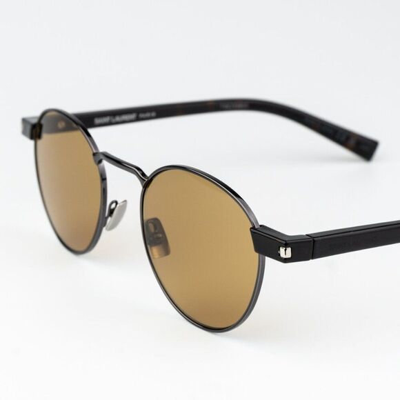 NEW Saint Laurent SL707 003 Ruthenium Grey Havana Nicotine Oval Unisex Sunglasse